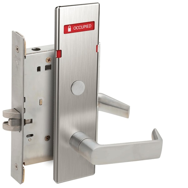Schlage Grade 1 Bed Bathroom Privacy Mortise Lock, 06 Lever, N Escutcheon, Satin Chrome L9040 06N 626 L283-722 - main